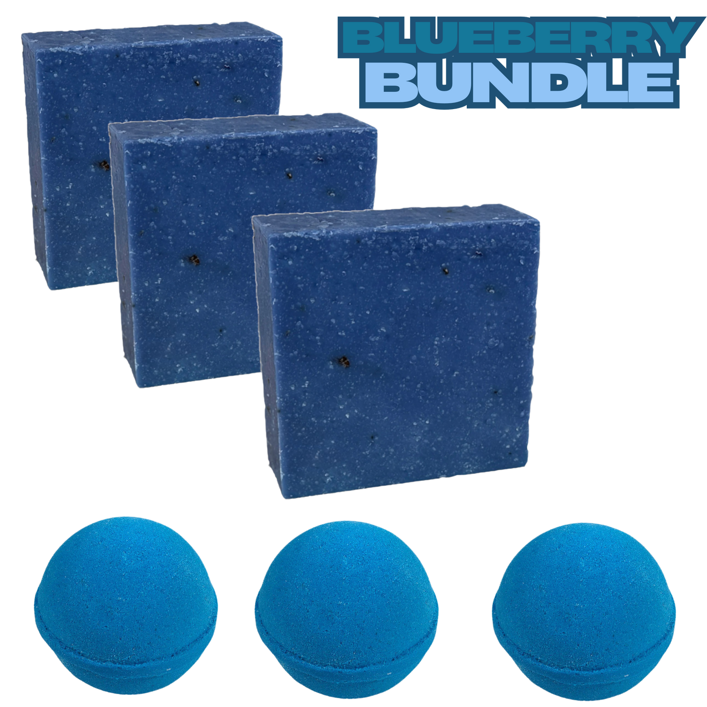 Blueberry Soap & Bath Bomb Bundle – 3 handmade blueberry soaps + 3 bath bombs. Premium, USA-made. Free same-day delivery in Queen Creek, AZ!