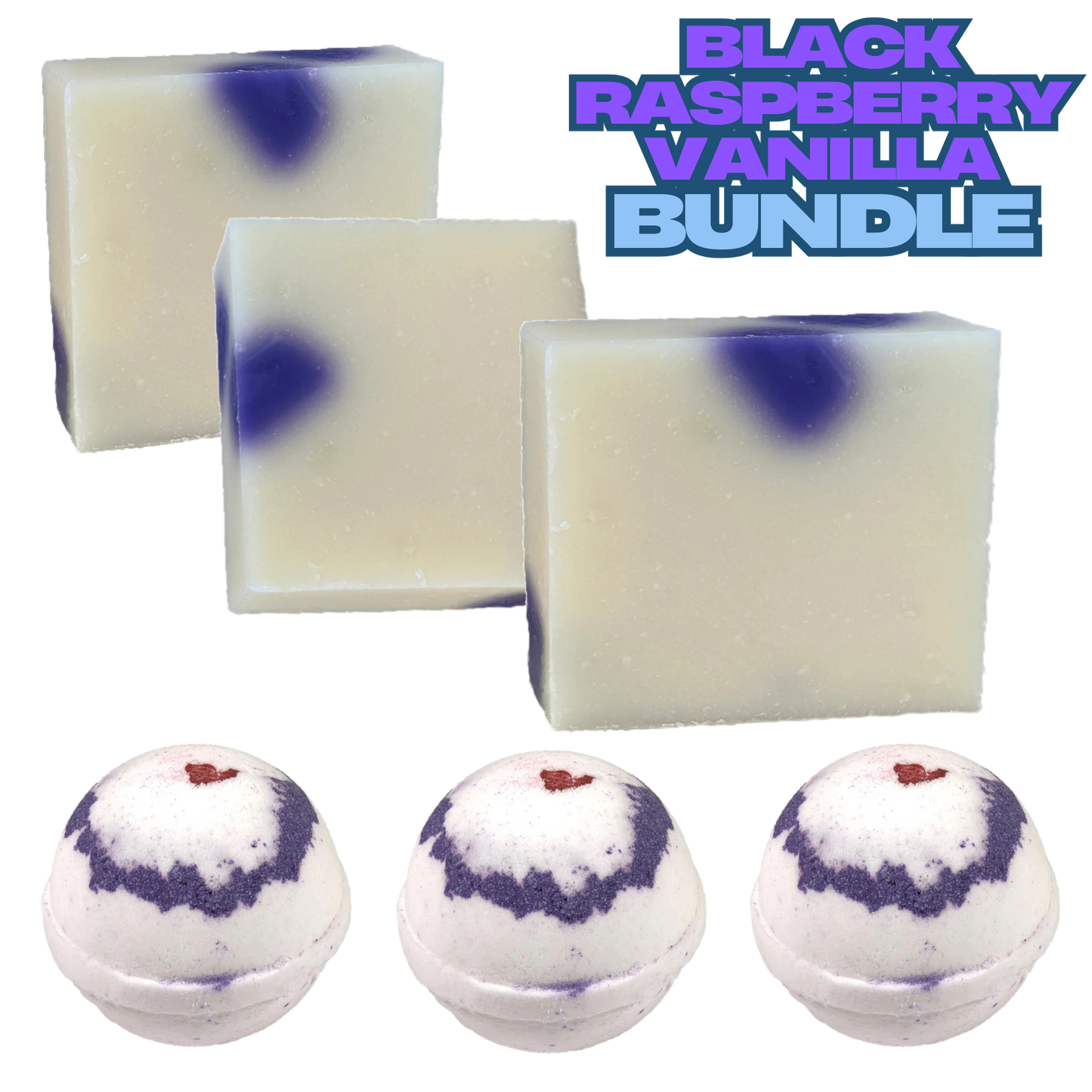 Black Raspberry Vanilla Soap & Bath Bomb Bundle – 3 handmade soaps + 3 bath bombs. Premium, USA-made. Free same-day delivery in Queen Creek, AZ!
