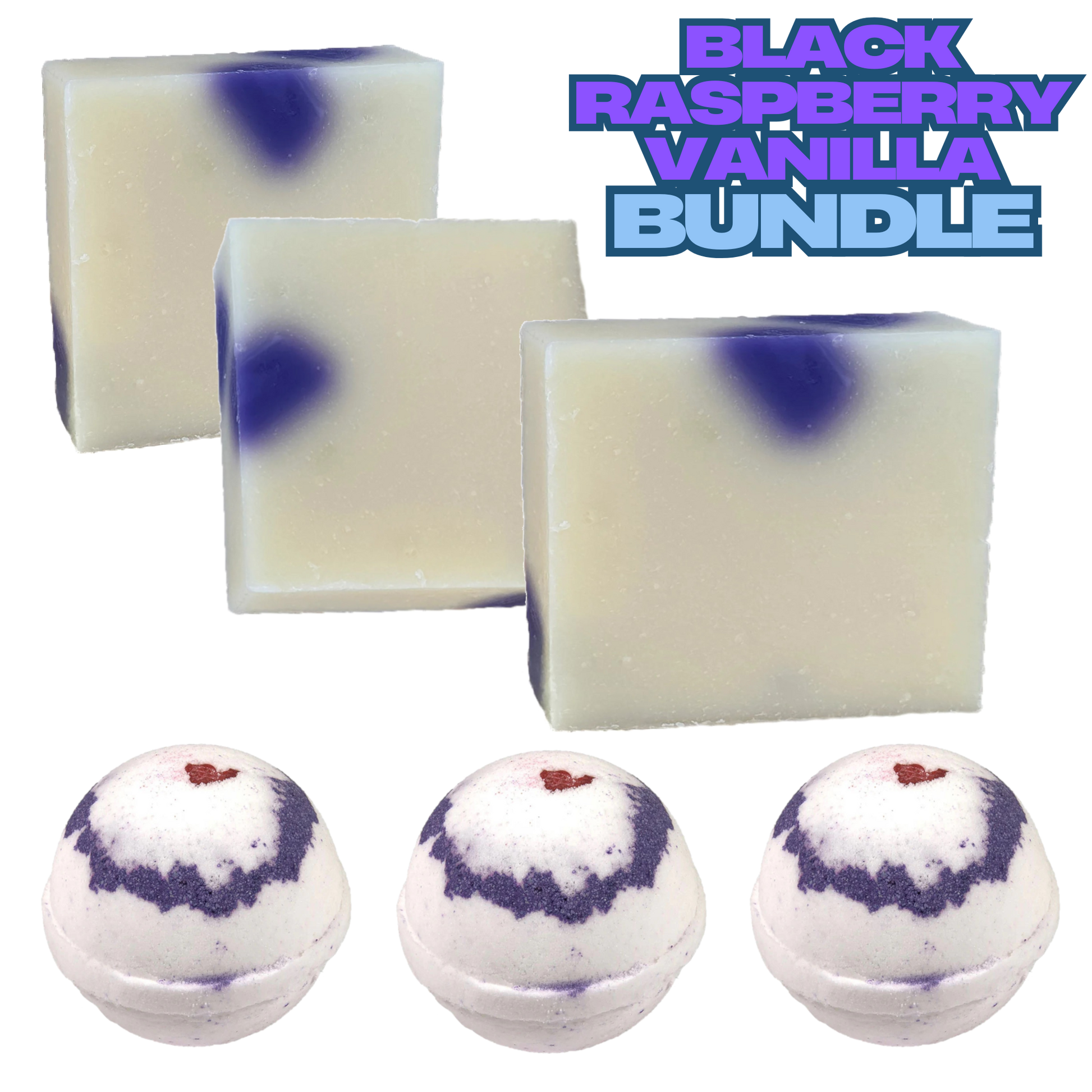 Black Raspberry Vanilla Soap & Bath Bomb Bundle – 3 handmade soaps + 3 bath bombs. Premium, USA-made. Free same-day delivery in Queen Creek, AZ!